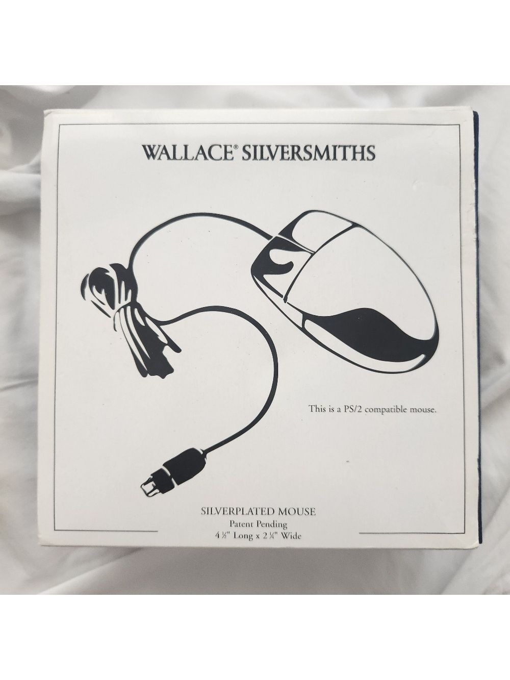 New Wallace Silversmiths Silverplated Computer Mouse w/Blue Velvet Storage Box